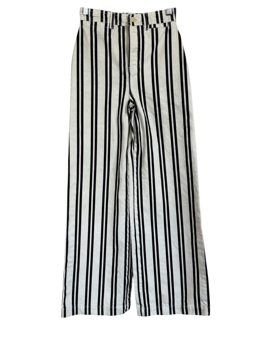 Reformation Logan Ultra High Rise Wide Leg Jeans Size 25 Black White Stripe - Picture 1 of 15